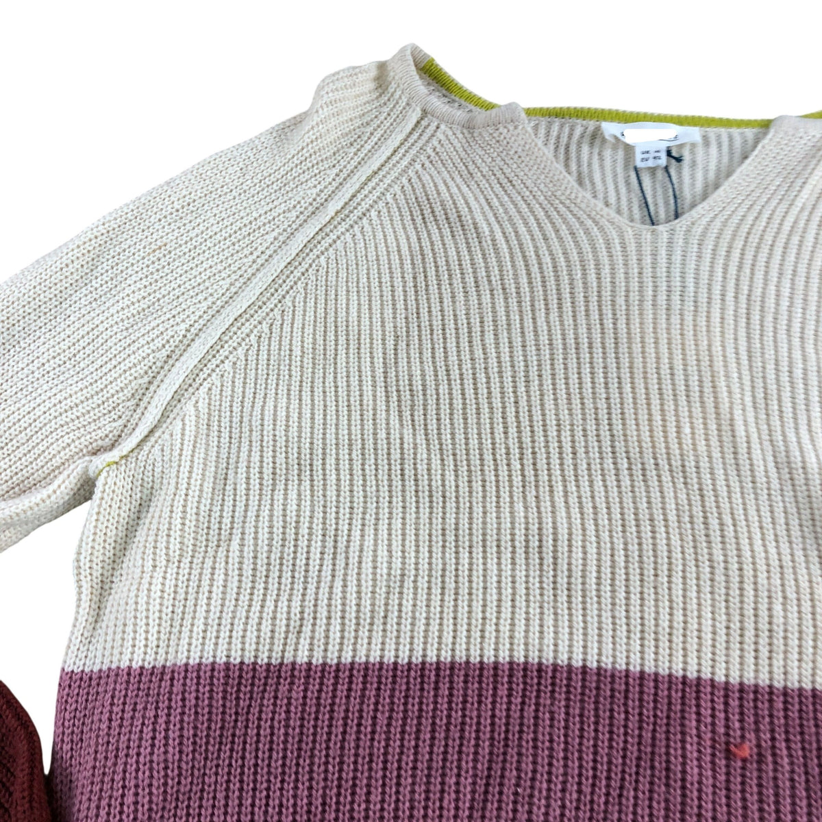 Jennie Rib Jumper UK14 Women's Multicolour Knit V Neck Sweater