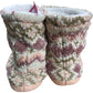 Chunky Knit Slippers Women's Winter Cozy Booties Pink Pattern