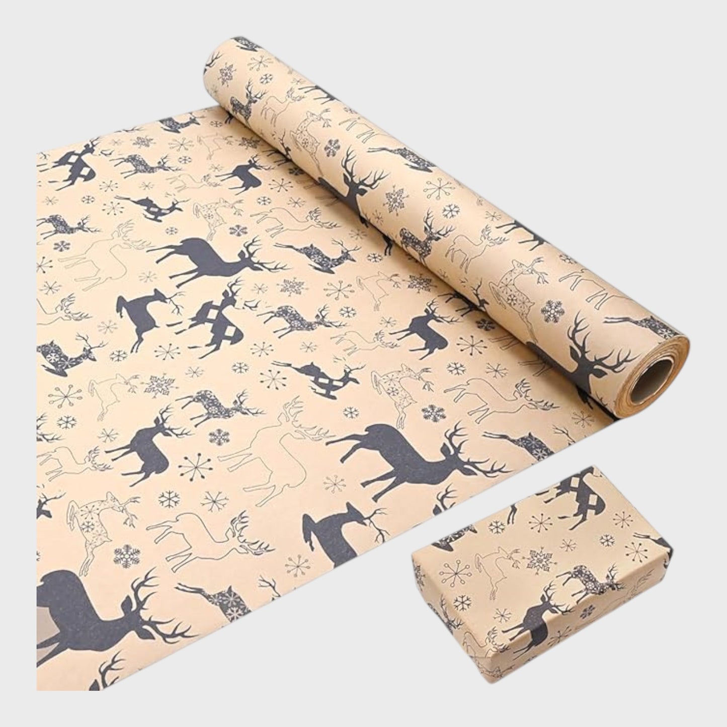 Blue Elk Snowflake Wrapping Paper