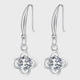 925 Sterling Silver Clover Drop Earrings