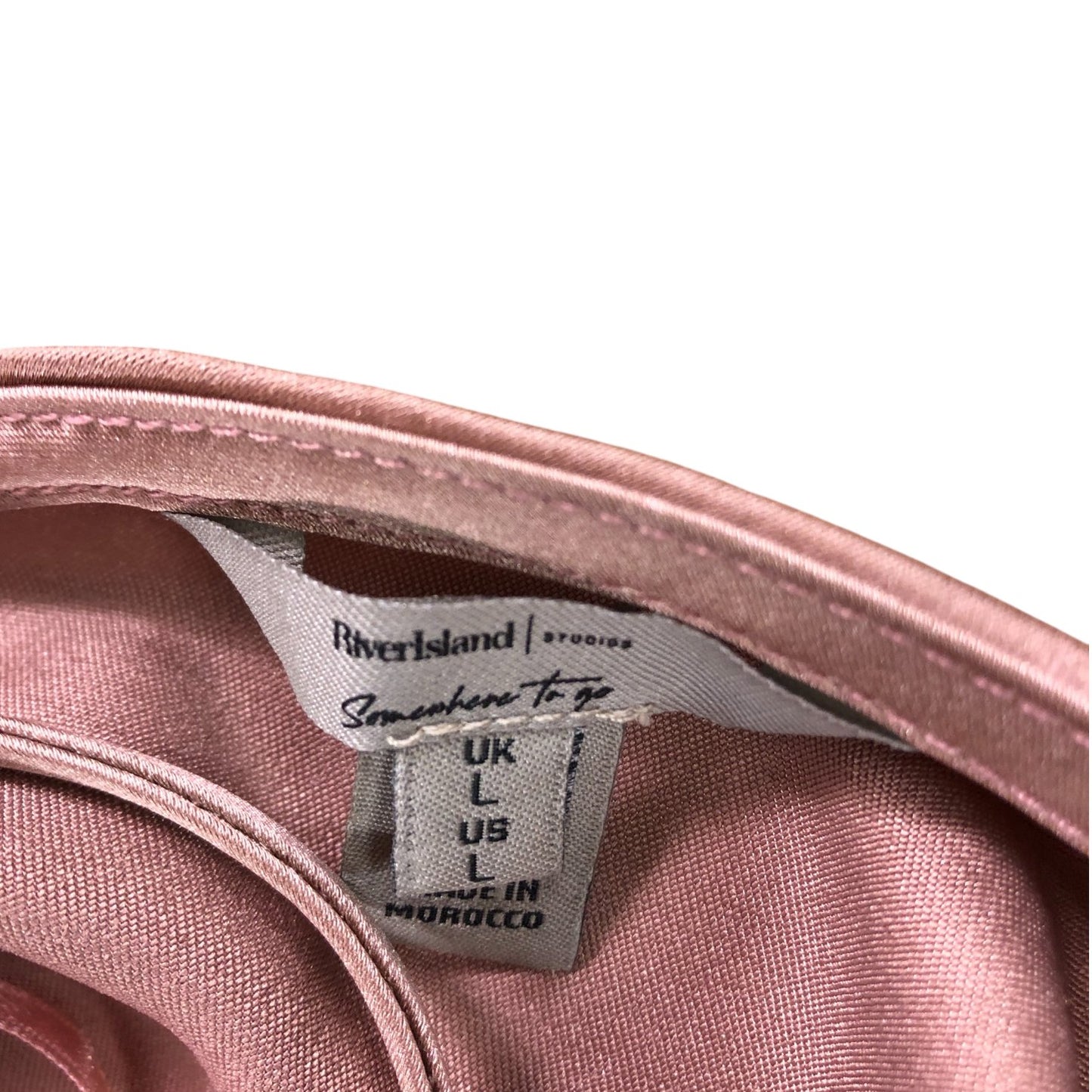 River Island Satin Slip Dress UK12 Women's Long Blush Pink Adjustable Straps