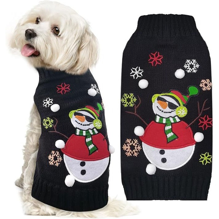 Ugly Pet Christmas Snowman Sweater Black Knit Size XS