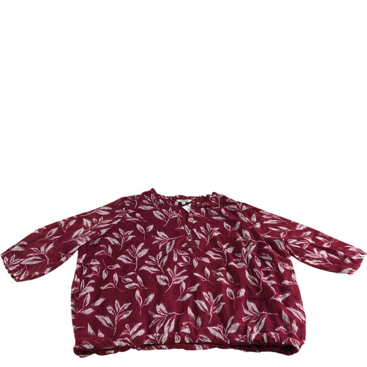 Women's Blouse Size 24 Dark Pink Floral 3/4 Sleeve