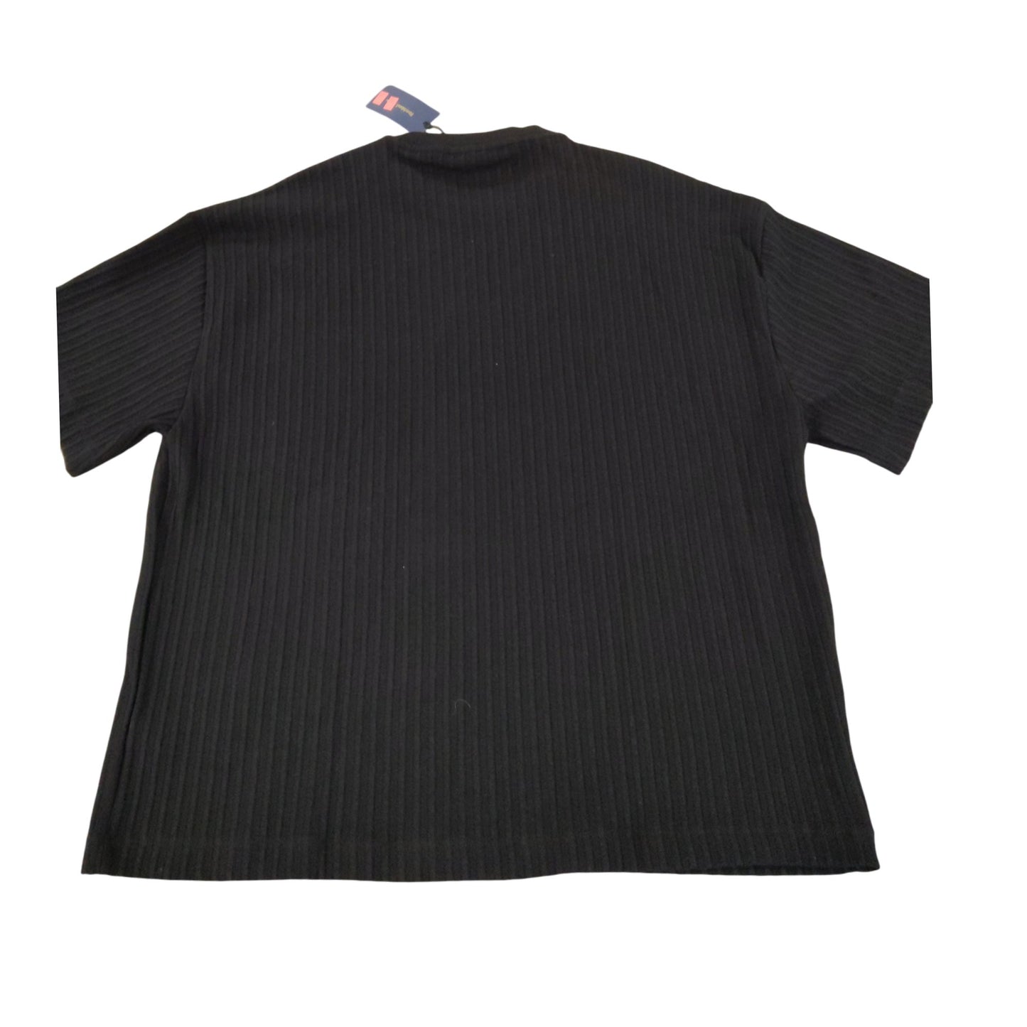 River Island XL Black T-Shirt Men's Short Sleeve Ribbed Palm Tree Design