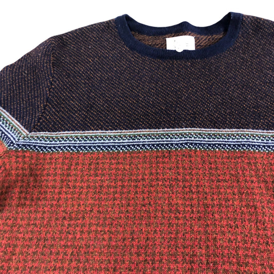 Navy Multi Mixed Pattern Crew Sweater UKXXL Men's Knitted Jumper
