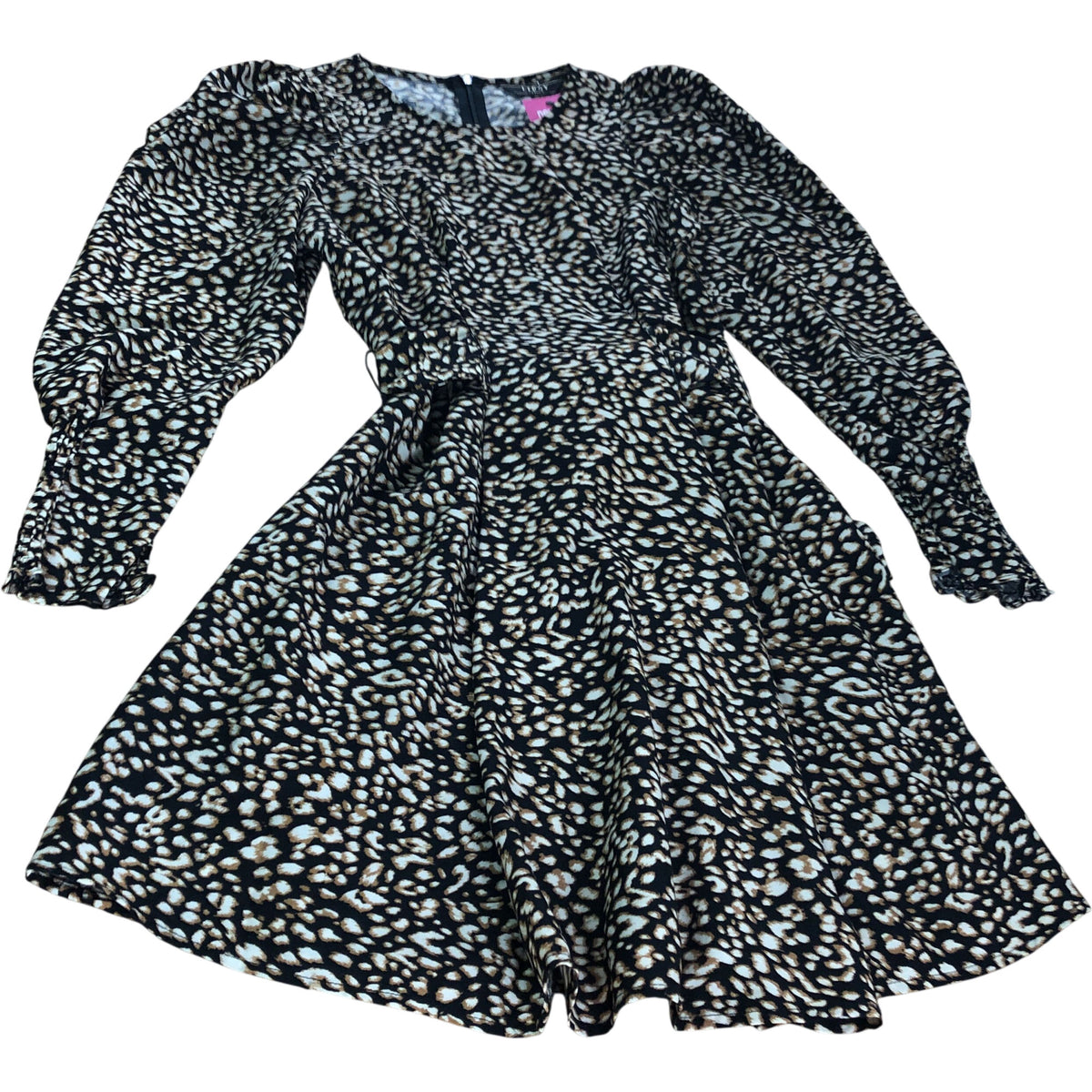 Lipsy London Leopard Print Dress UK6 Women's Long Sleeve