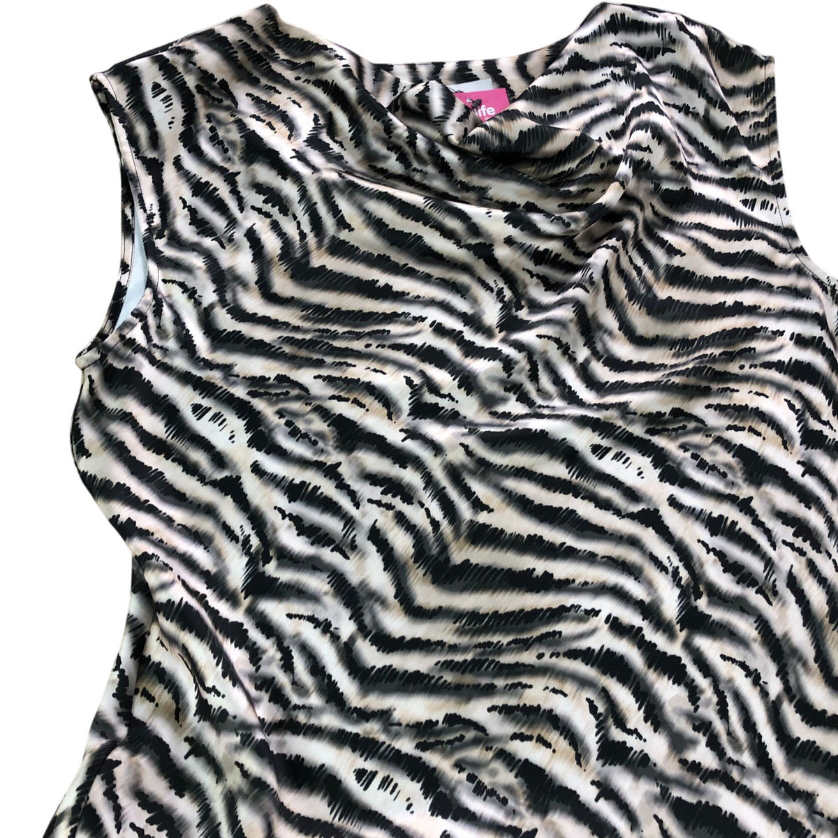 Beige Dress UK12 Women's Maxi Length Zebra Print Sleeveless
