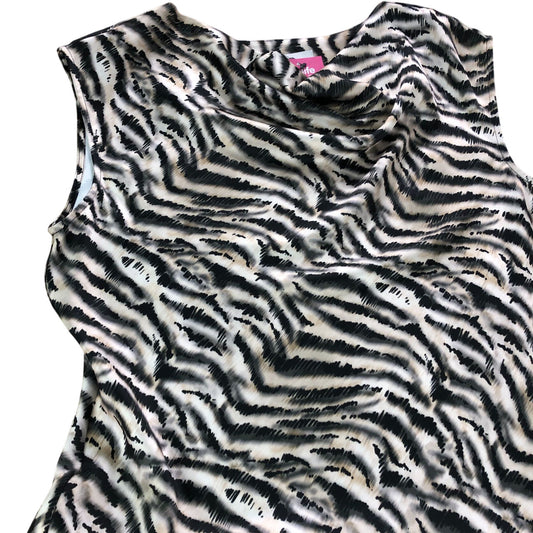 Beige Dress UK12 Women's Maxi Length Zebra Print Sleeveless