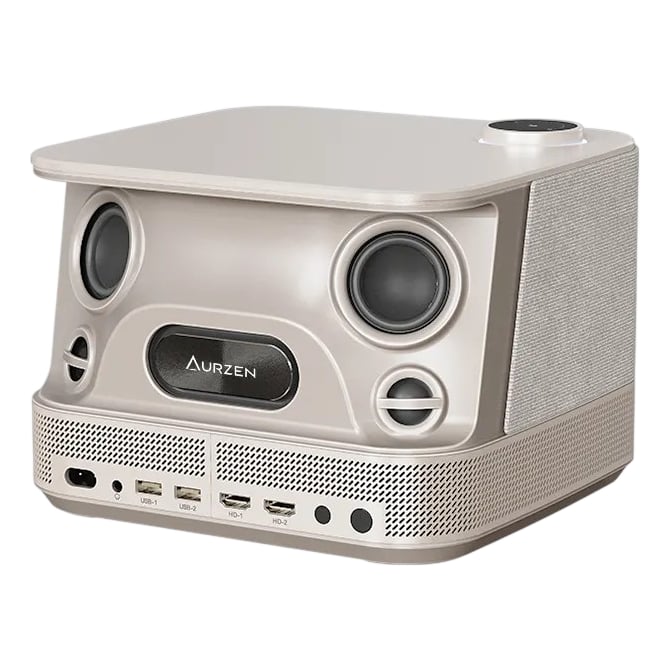 Aurzen Boom 3 Projector High Brightness Auto Focus Smart TV OS Dolby Audio Gold