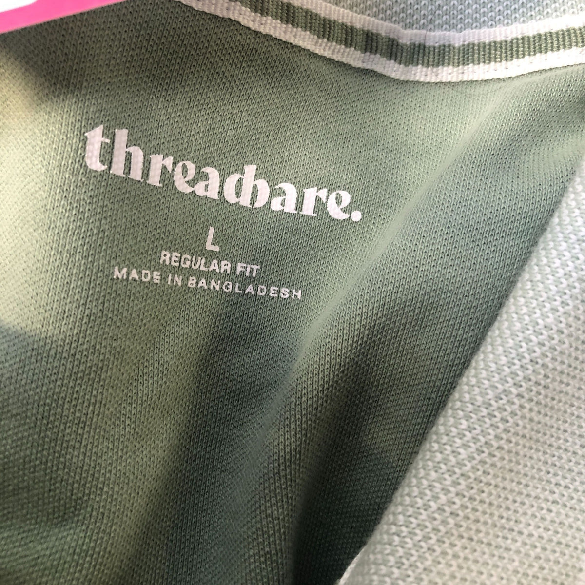 Threadbare Polo Shirt Regular Fit Khaki Zip Neck Size L