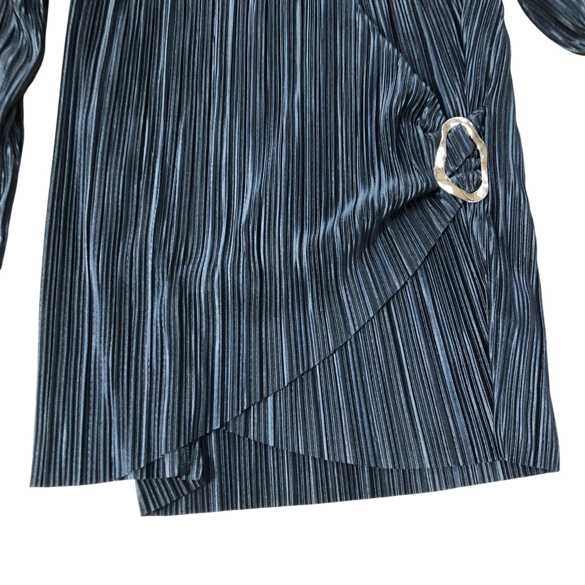River Island Women's Long Sleeve Plisse Wrap Top Black With Ring Detail