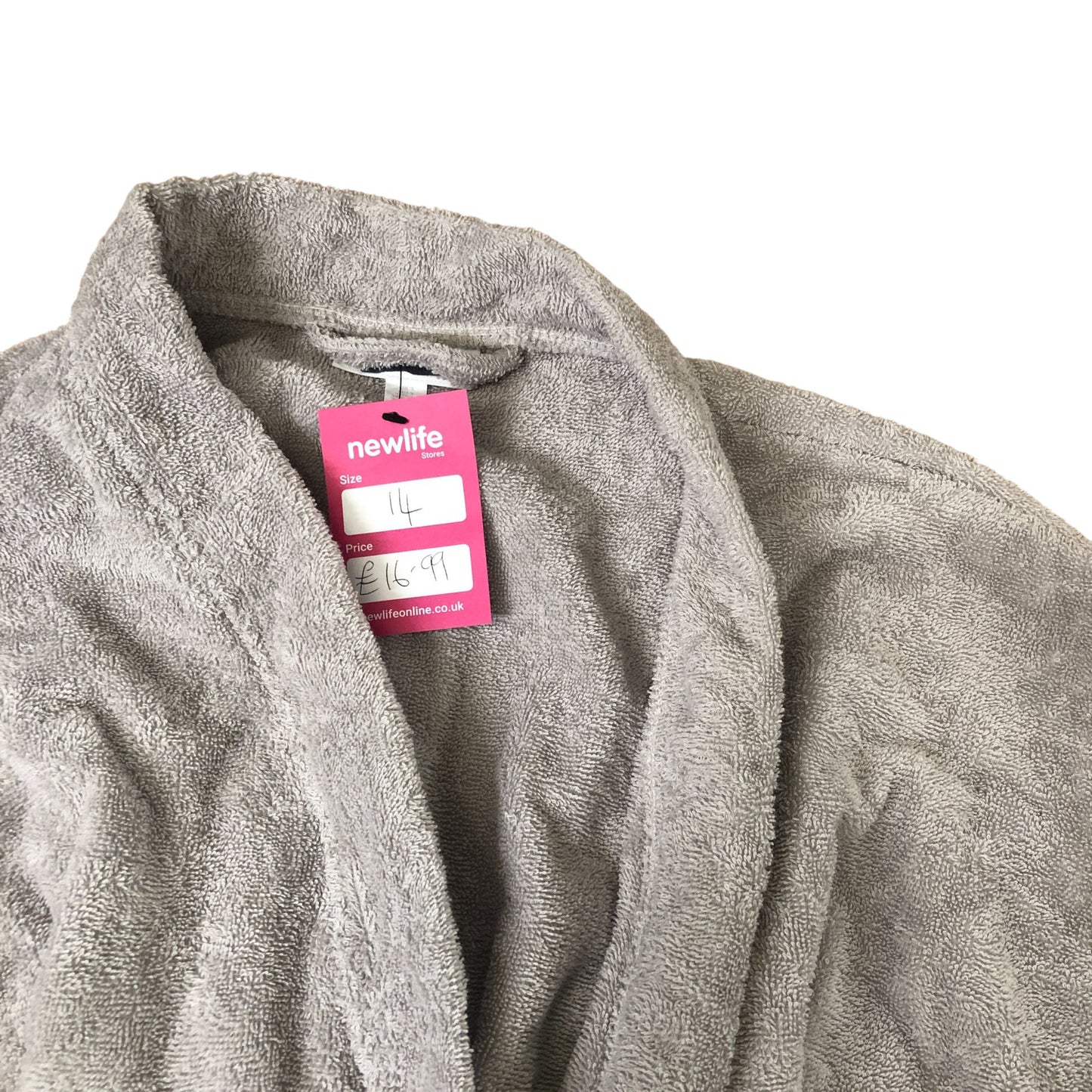 The White Company Fluffy Robe Women's Soft Grey 100% Cotton Loungewear Size 14