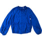 Blue Textured Blouse Size XS Women's Long Sleeve Button Detail