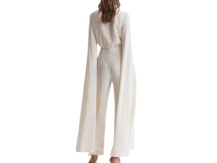 Ivory Cape Sleeve V Neck Jumpsuit UK8 Women's