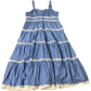 Blue Tiered Striped Summer Dress Size 16