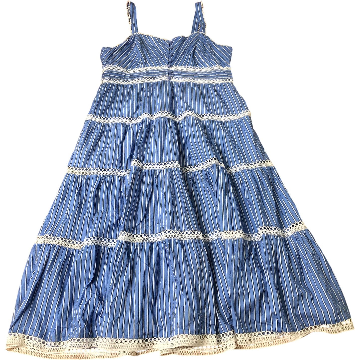 Blue Tiered Striped Summer Dress Size 16