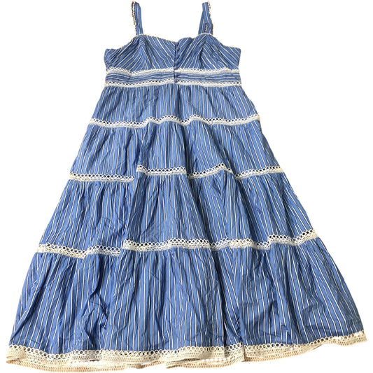 Blue Tiered Striped Summer Dress Size 16