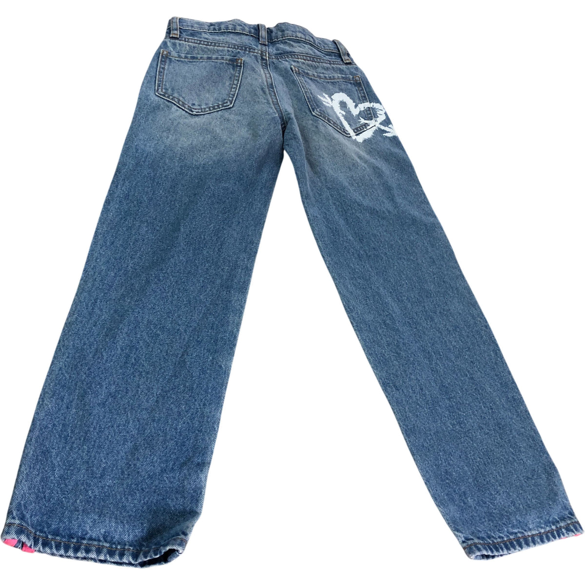 River Island Straight Jeans 8Yrs Girls Mid Rise Love Print Denim