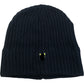 Black Ribbed Beanie Hat One Size Unisex Black Wool Blend