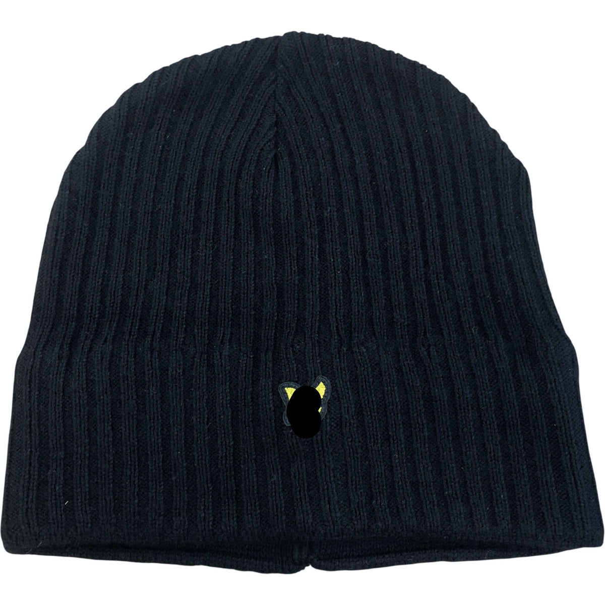 Black Ribbed Beanie Hat One Size Unisex Black Wool Blend
