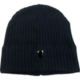 Black Ribbed Beanie Hat One Size Unisex Black Wool Blend
