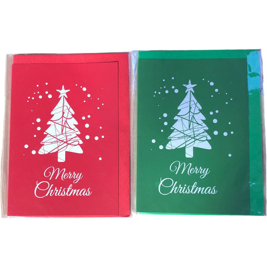 Merry Christmas Greeting Cards Green Red Two Pack