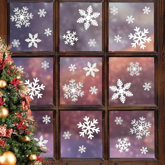 135 Pcs Snowflake Christmas Decorations Window Clings