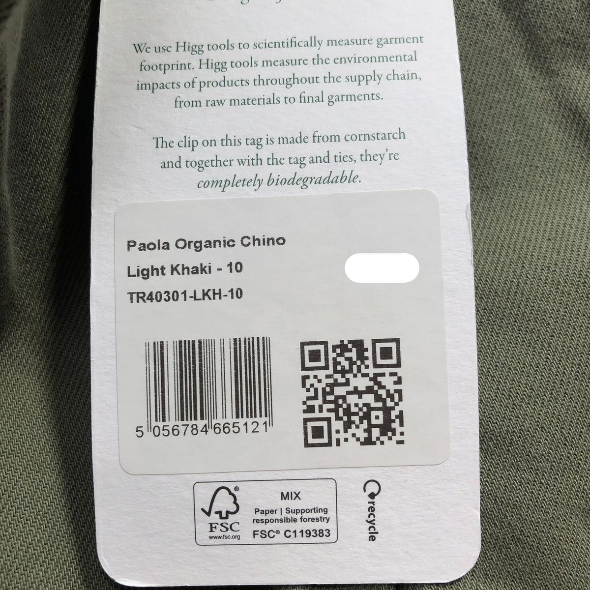Baukjen Paola Organic Chino Light Khaki Size 10
