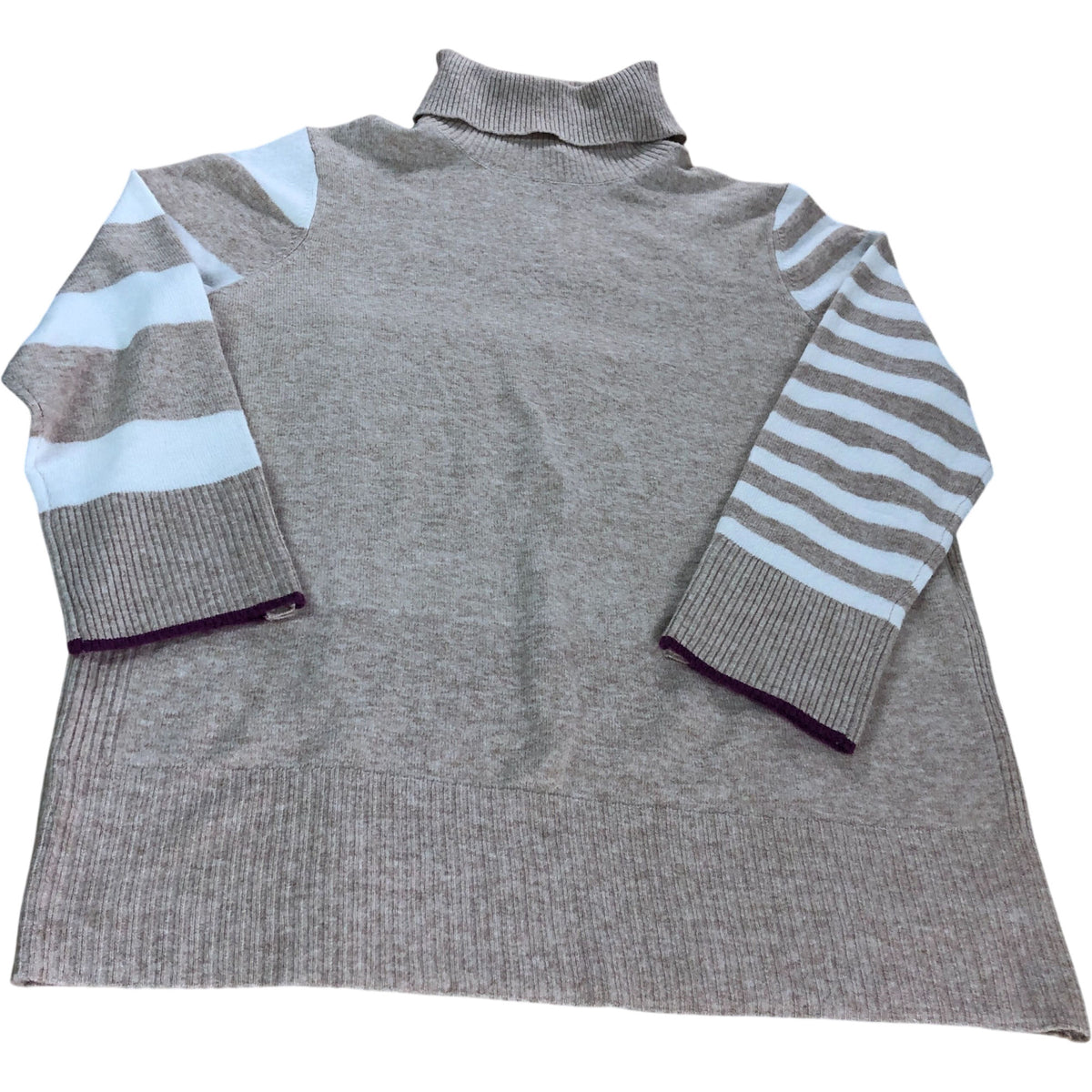 Waverly Jumper UK22 Women's Beige Striped High Neck Casual Sweater