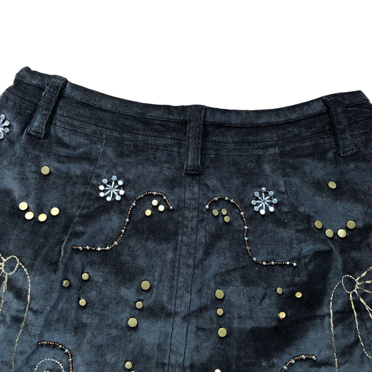 Embellished Bird Design Black Mini Skirt Size 4
