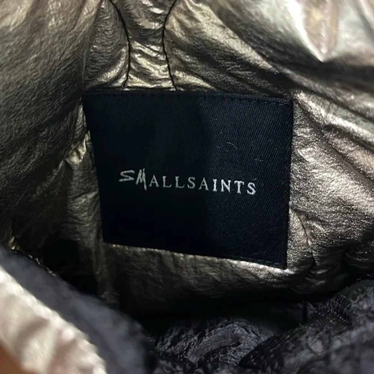 All Saints Quilted Puffer Jacket Gold UK12 Women's Outerwear Stylish Coat