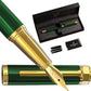 ELLINGTON PENS Luxury Fountain Pen Green Gold Trim New with 3 Ink Cartridges