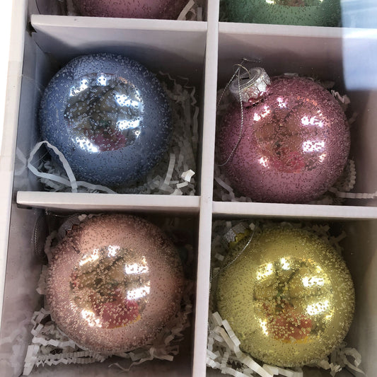 9 Glass Baubles Set Multicoloured Decorative Christmas Ornaments