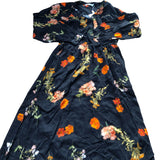 Baukjen Floral Maxi Dress Size UK 12 Women's Long Sleeve Viscose Black