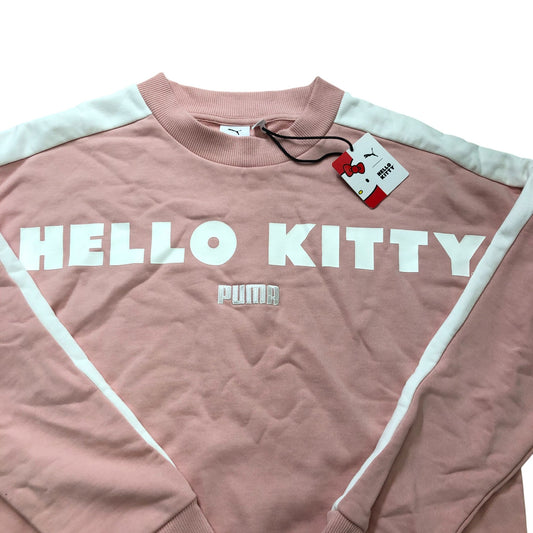 Puma Hello Kitty Sweatshirt Women's Size S Pink Cotton Crew Neck Long Sleeve