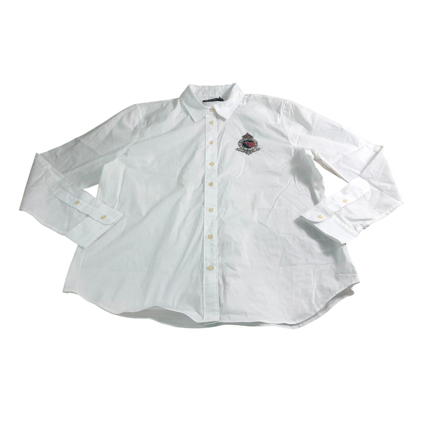 Lauren Ralph Lauren Button Down Shirt Women's White UK16 Casual Cotton Mix