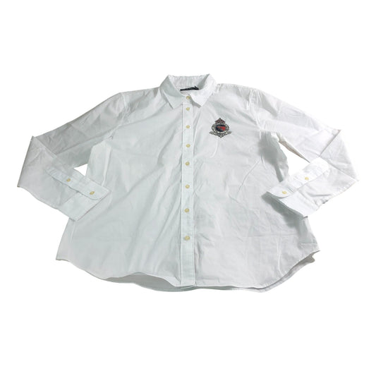 Lauren Ralph Lauren Button Down Shirt Women's White UK16 Casual Cotton Mix
