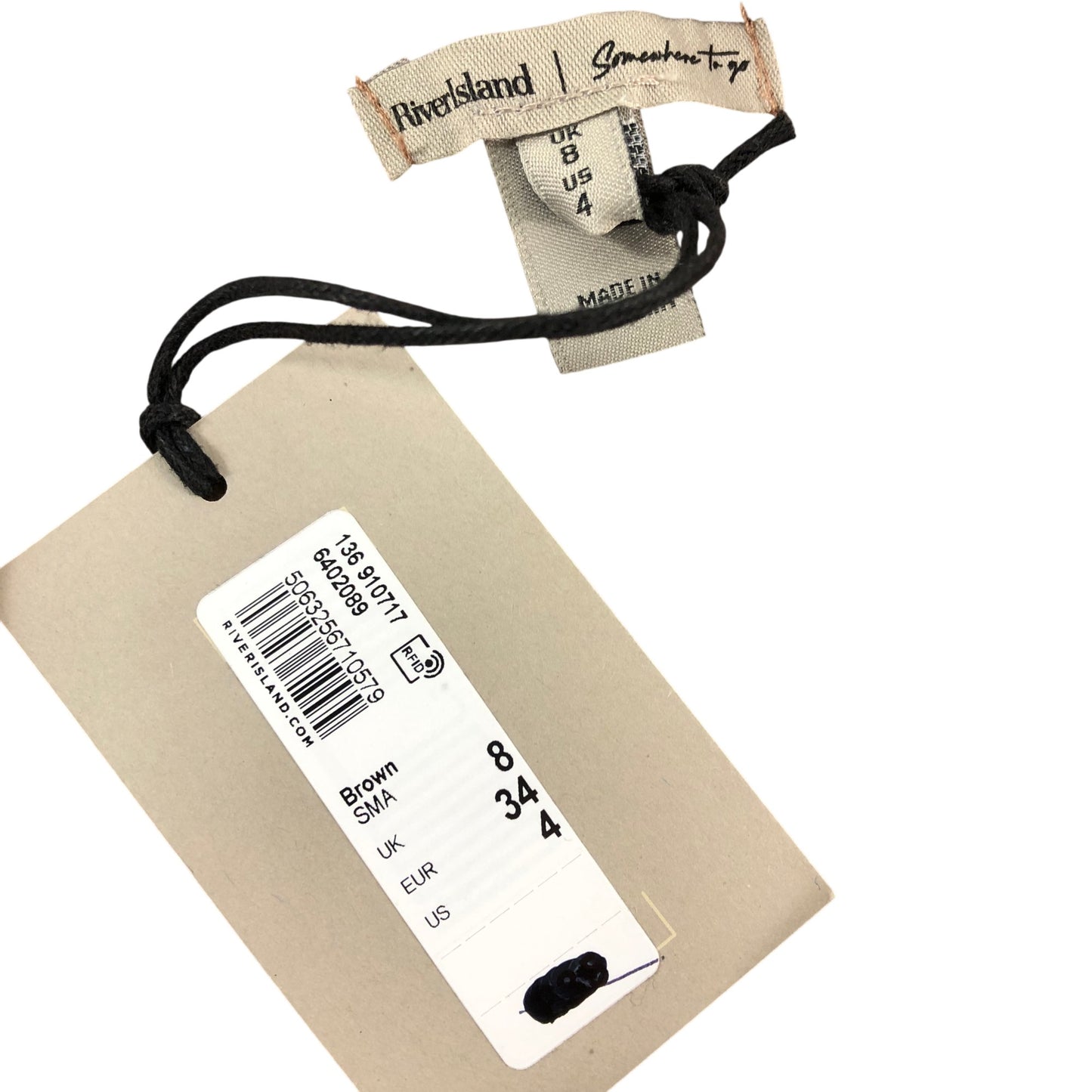 River Island Brown Leopard Print Bodysuit UK8 Women's One Sleeve Ruched Top