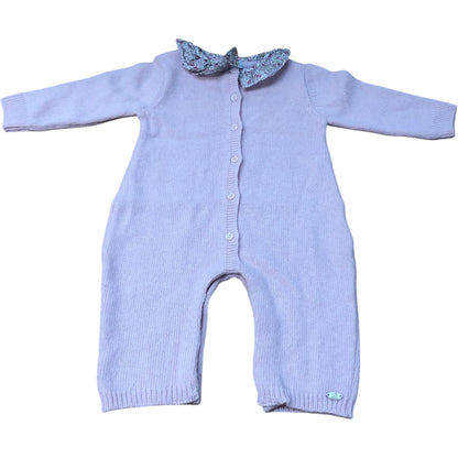 Trotters Baby Playsuit Girls Pink Wool Blend Floral Collar