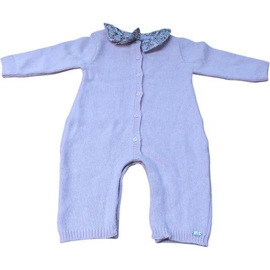 Trotters Baby Playsuit Girls Pink Wool Blend Floral Collar