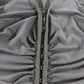River Island Ruched Long Sleeve Top UK6 Women's Black V Neck Stretchy Blouse