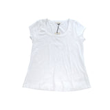 River Island White Ribbed T-Shirt UK 16 Women's Short Sleeve Scoop Neck