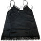 River Island Camisole UK6 Women's Black Satin Lace Detail Sleeveless Top