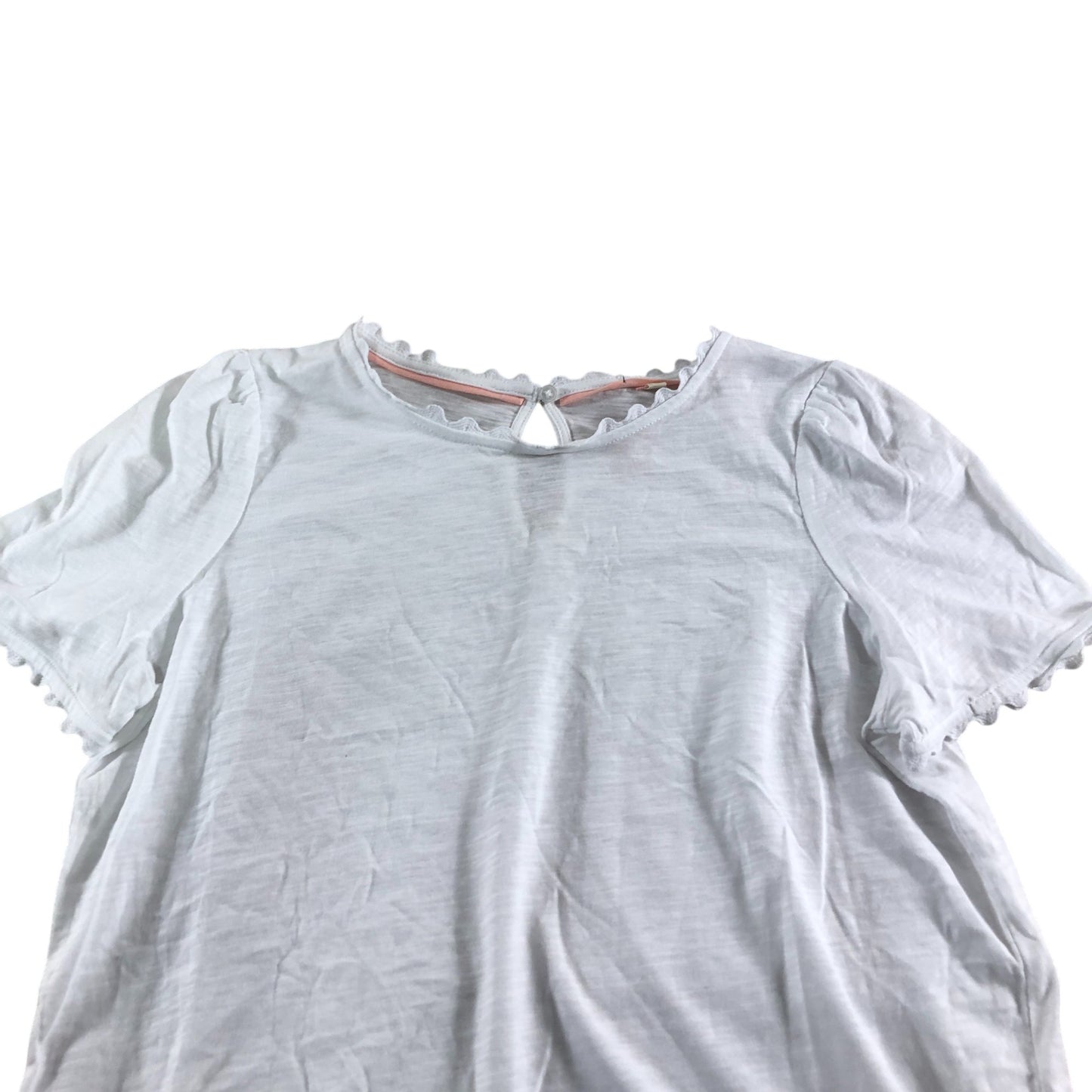 Boden White Short Sleeve T Shirt Women's 100 Cotton Keyhole Back UK10