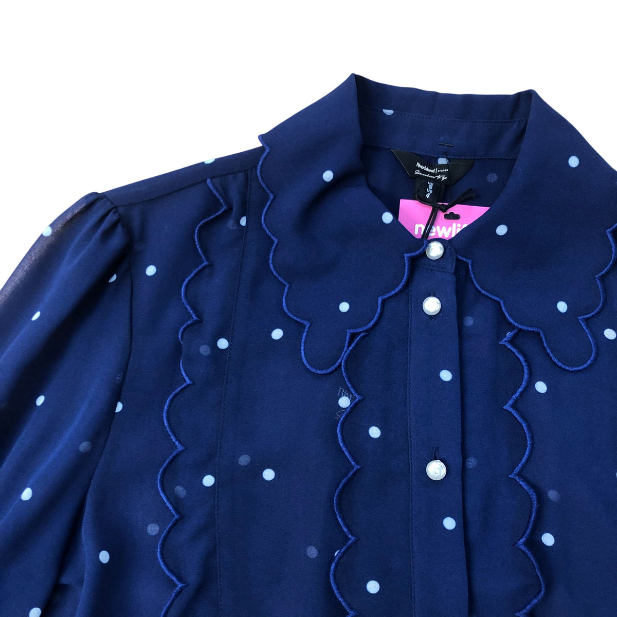 River Island Navy Blue Spot Blouse Size 8