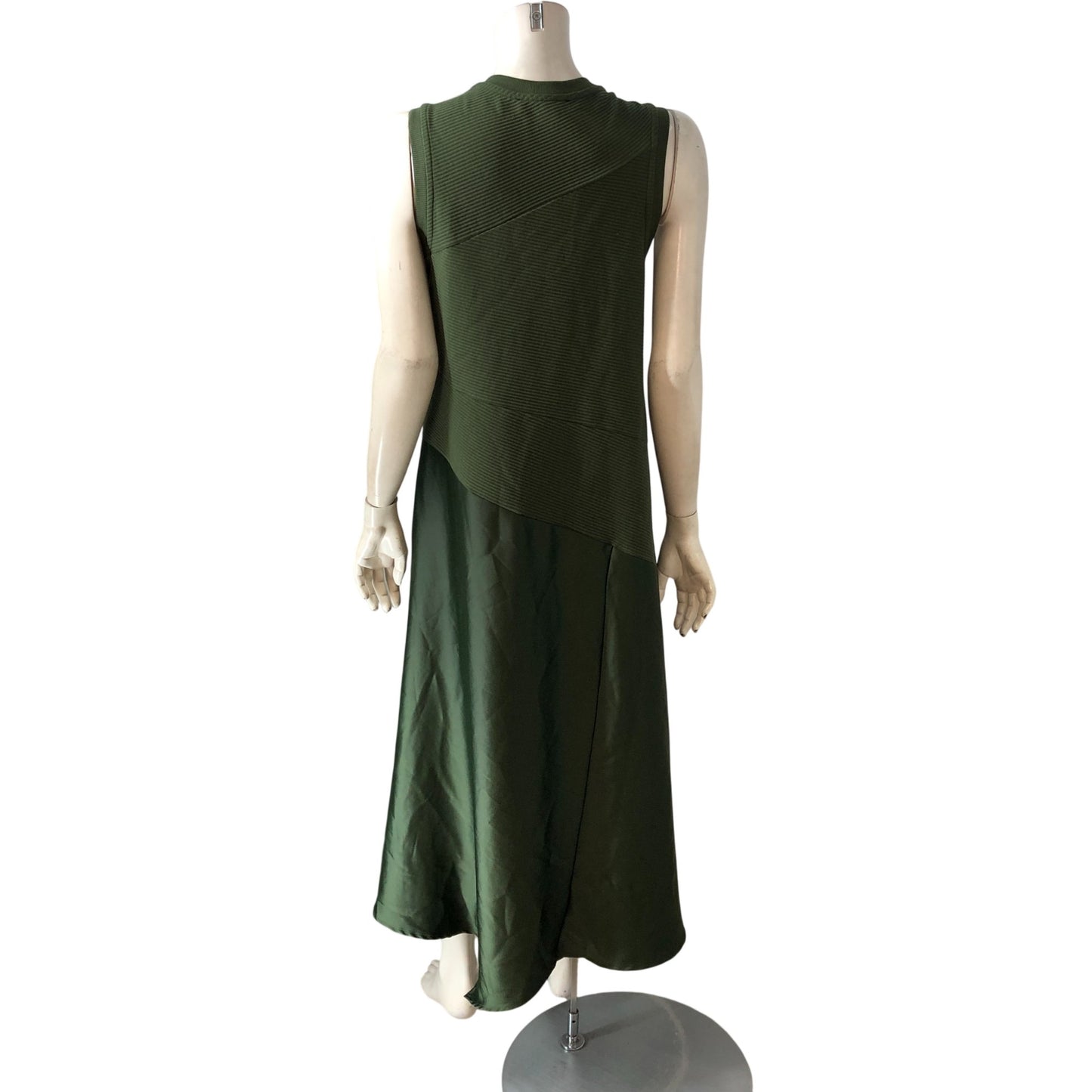 AllSaints Women's Dress UK16 Pia Satin Green Sleeveless Design Casual Style