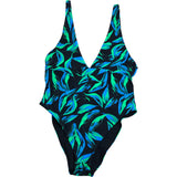 Etam Women's Swimwear UK12 One Piece Swimsuit Green Leaf Print
