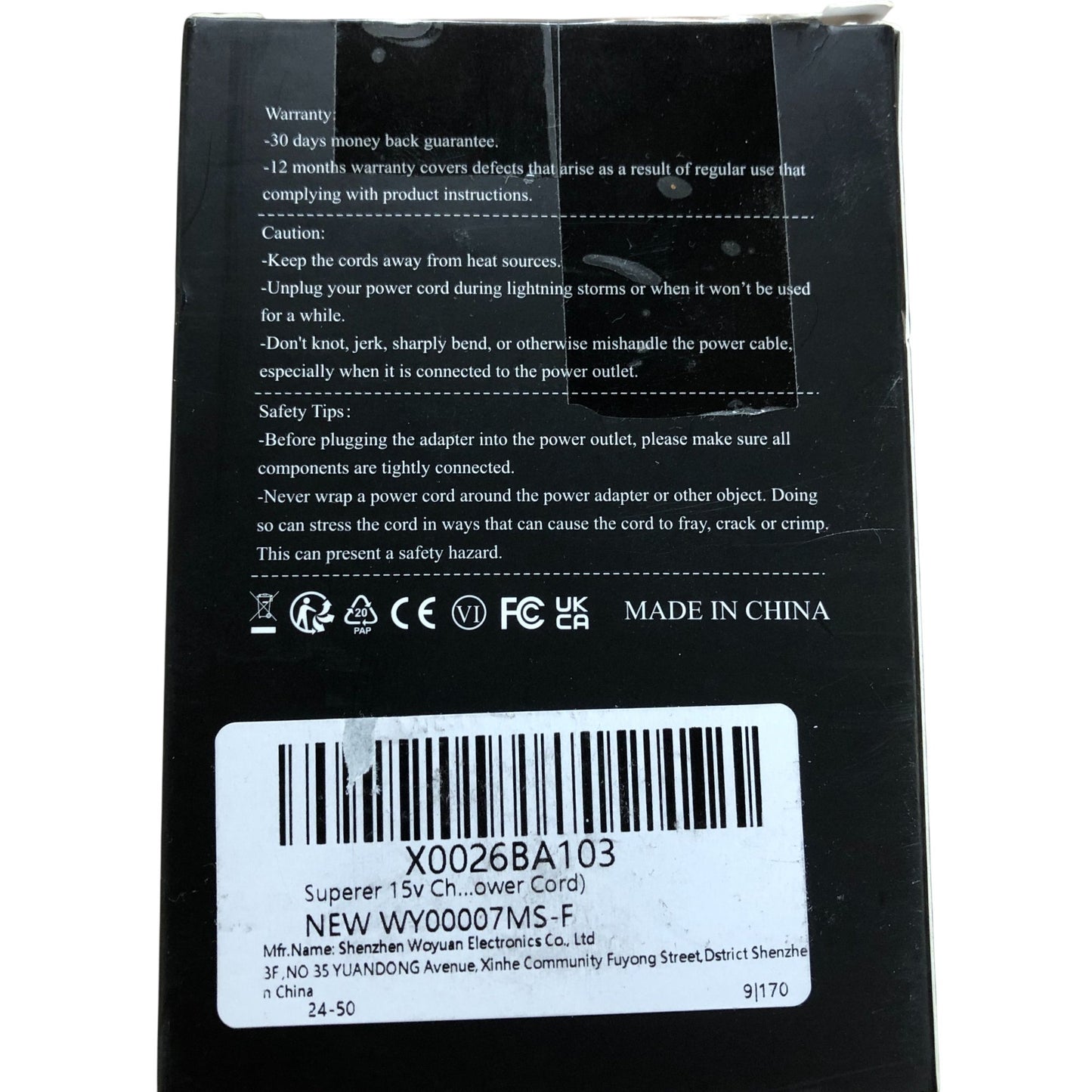 Superer 15V AC Adapter Charger With Power Cord And Cleaning Brush NEW