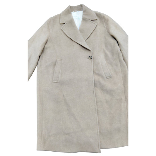 Men's Camel Wool Blend Overcoat Size L Classic Fit Stylish Warm Jacket