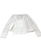 Branded White Lace Blouse Women's Long Sleeve High Neck Button Front Size 8